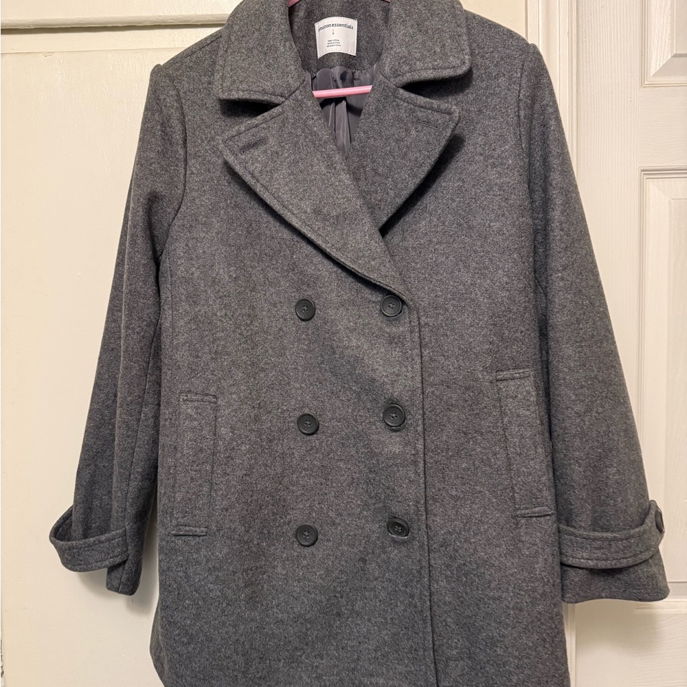 Amazon Essentials Charcoal Double-Breasted Pea Coat